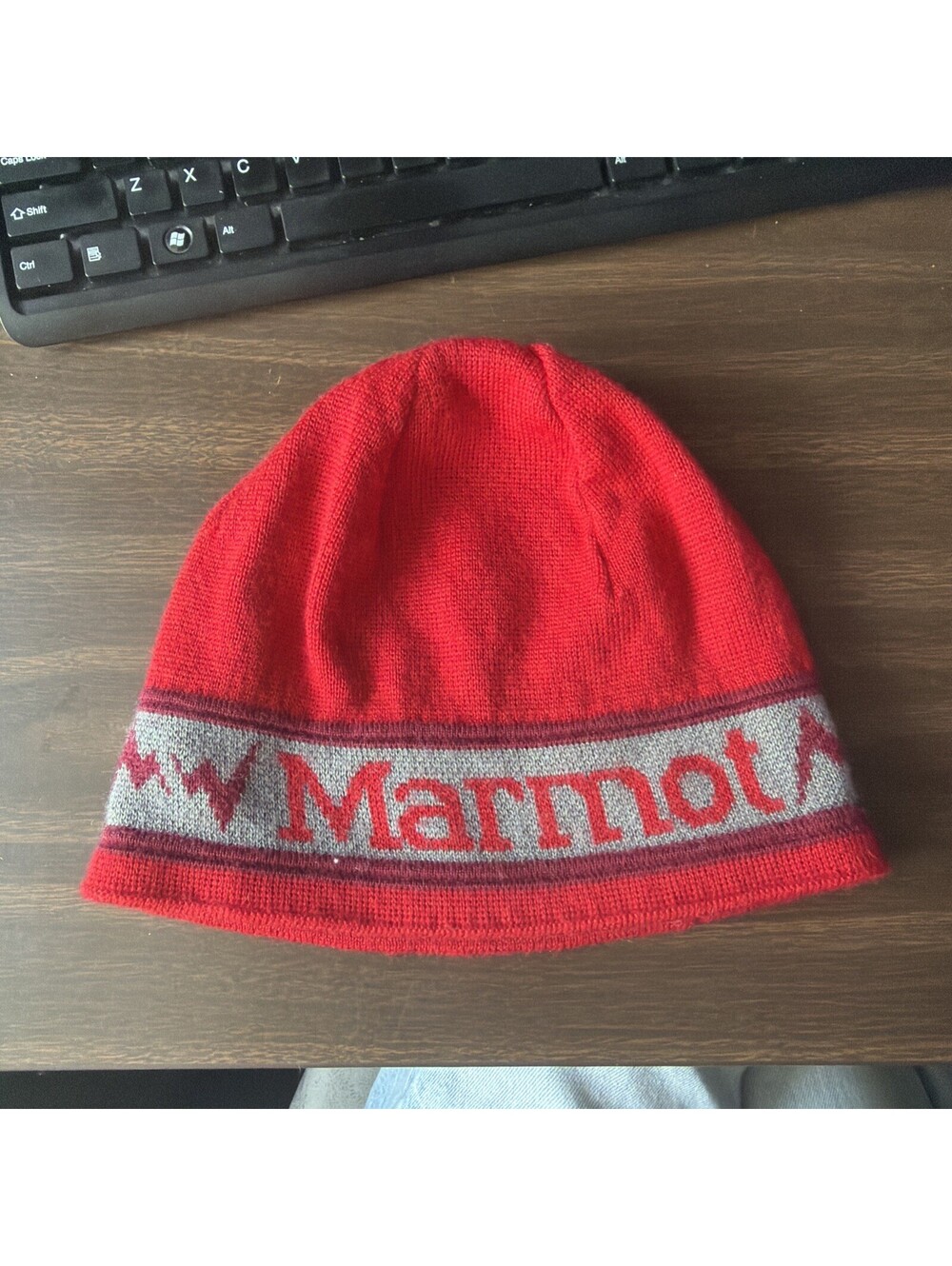 Thin Red Marmot Beanie With Flannel Lined Ear 30% Wool